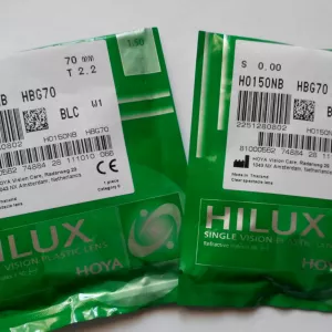 Продам очковые линзы Hoya Hilux 1,5 Hi-Vision LongLife BlueControl