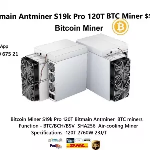 Bitcoin Miner S19k Pro 120T BTC miners 500$usdt
