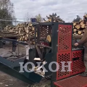 Пилоколун — комплекс для заготовки дров с подающей эстакадой бревен