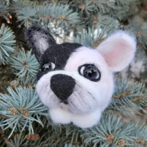 Французский бульдог собака игрушка валяная из шерсти интерьерная песик ручная работа пес игрушка интерьерная собака хендмэйд авторская игрушка ручной