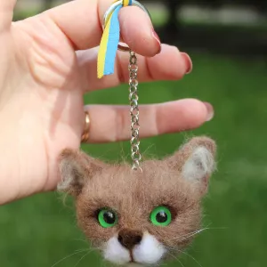 Кот брелок іграшка валяна прикраса подарунок сувенір кошка з шерсті інтерєрна кіт брошь игрушка валяная котенок брелок для ключей