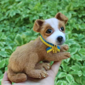Пес Патрон іграшка валяна з шерсті інтерєрна собачка хендмєйд песик патріотичний собака игрушка валяная подарунок для дітей сувенір щенок