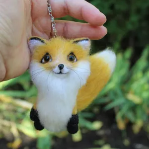 Золота лисичка брелок іграшка валяна інтерєрна лиса суверін подарунок лисиця игрушка хендмєйд валяная лис