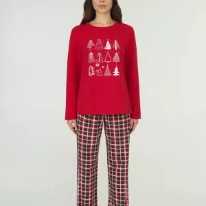 Жіноча бавовняна піжама з малюнком «Christmas Trees» (арт. LPF 0180/31/01)
