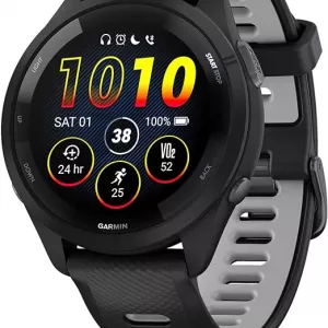 Garmin Forerunner 265 Running Smartwatch | Colorful AMOLED Display | Training Metrics and Recovery Insights | Black and Powder Gray