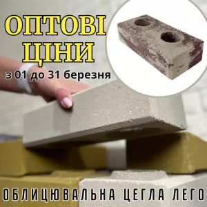 ЛЕГО-цегла (облицювальна): оптова ціна, висока якість, швидке будування!