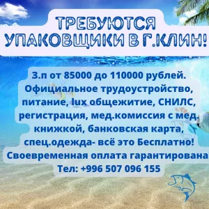 Требуются упаковщики в город Клин.