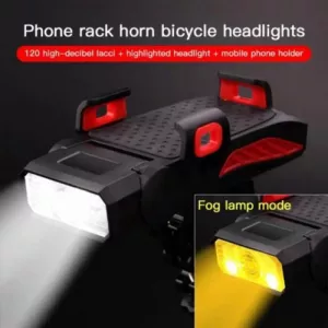 Велофара с сигналом и держателем телефона LY-25-2T6 (white+yellow), Долговечный велосипедный фонарь