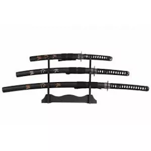 Элегантный сувенирно подарочный набор из 3 катан и подстаки.Цвет черный.