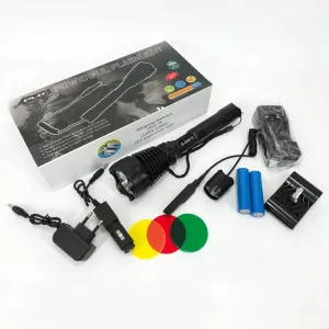 Фонарь подствольный тактический Police Q2800-T6 18650 х 2, заряжается от сети 220В и авто ЗУ 12В, выносная кнопка