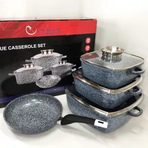 Набор казанов UNIQUE UN-5531 7 предметов, квадрат: 16 см, 20 см, 24 см, круглые 24 см сковорода