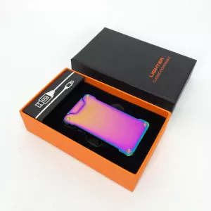 Дуговая электроимпульсная зажигалка с USB-зарядкой фонариком.Цвет: хамелеон/золото
