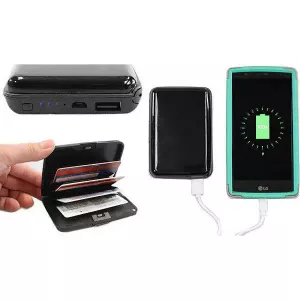 Кошелек & power Bank Wallet-10000 mah Черный-Есть опт.