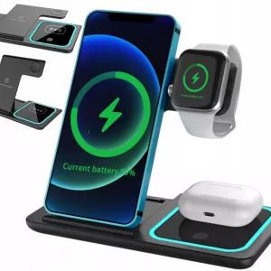 Зарядная станция для телефона, наушников и часов 3в1 Черная