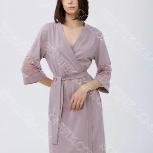 Жіночий халат на поясі з мереживом «Amalia» (16158) (арт. 1763)