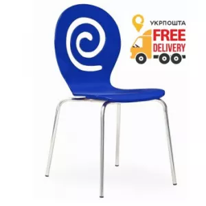 Дерев'яний стілець білий, помаранчовий, синій Лев