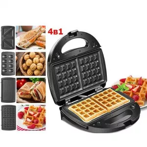 Мультипекарь вафельница бутербродница сендвичница гриль электрическая 4 в 1 с формами