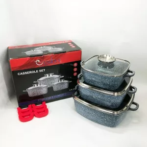 Набор Квадратных казанов UN-5501 20см, 24см, 28см, Набор посуды кастрюли разных объемов