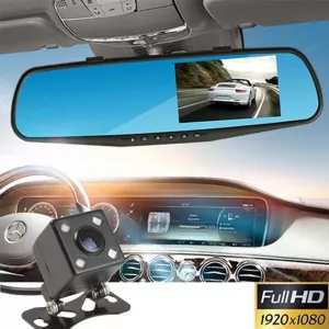 Зеркало видеорегистратор с 2-мя камерами, LCD 4.3”, 1080P Full HD