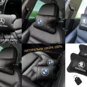 Набор ортопедических подушек в авто, на подголовник 2шт.С логотипом.