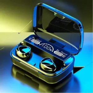 Беспроводные bluetooth наушники с микрофоном и док станцией-кейсом.