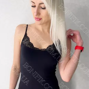 Жіноча чорна білизняна майка з мереживом TM «ELLEN» (арт. LVSM 401/06/02)