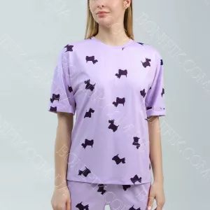 Жіноча піжама з собачками «Lavender Puppies» (футболка+шорти) (12062) (арт. 1407)