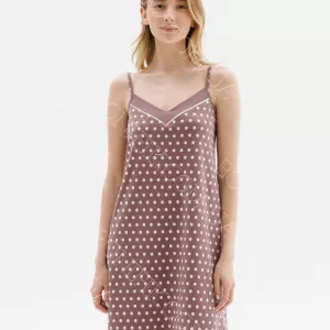 Жіноча нічна сорочка в горошок на бретелях «Midnight» (16330) (арт. 1825)