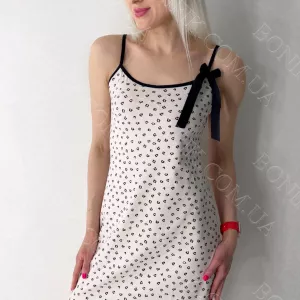 Нічна сорочка на тонких бретелях з бантом та принтом «Leo» (16177) (арт. 1571)