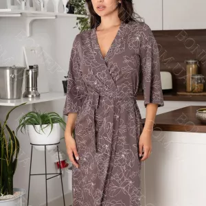 Жіночий домашній халат на запах з квітковим принтом «Felina» (12043) (арт. 1223)