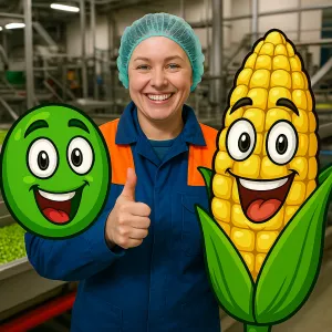 Фасовка овочів на сучасному заводі в м.Kwidzyn. Pracowjik profukdji