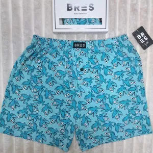 Чоловічі блакитні сімейні труси BRES з принтом «Веселі акули» (арт. MBXK 307/01/120)