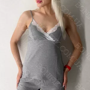 Жіноча піжама з шортами на бретелях із трикотажу з мереживом «Martina» (арт. LPM 4371/07/01)