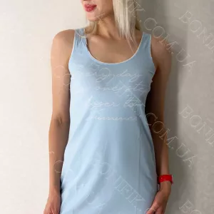 Жіночий блакитний сарафан з принтом-написом (16334) (арт. 1846)