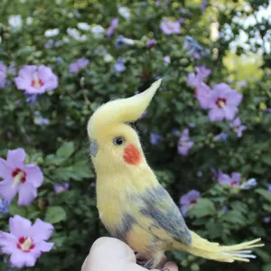 Корелла попугай іграшка валяна з шерсті хендмєйд птичка інтерєрна подарунок сувенір войлочний папуга