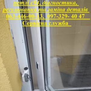 Ремонт алюмінієвих і м/п вікон, дверей, захисних ролет Київ, петлі с94, діагностика, регулювання та заміна деталів