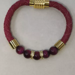 Шкіряні браслети - ручна робота, з натуральним камінням.