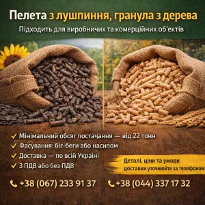 Пелета з лушпиння та гранула з деревини