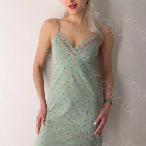 Жіноча нічна сорочка на тонких бретелях «Green Meadow» (арт. LDK 118/18/03)