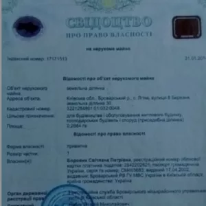 Броварской р. н. с. Летки 20.8сот под строительство