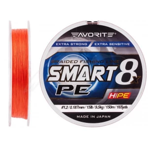 Шнур Favorite Smart PE 8x 150м (red orange) #1.2/0.187mm 15lb/9.5kg