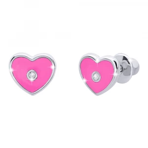 Сережки UMa&UMi Серце з камінчиком рожеві (2568656391289)
