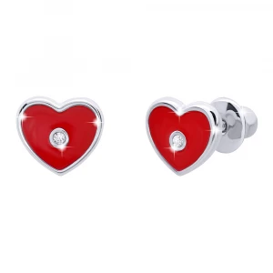 Сережки UMa&UMi Серце з камінчиком червоні (9775181477774)