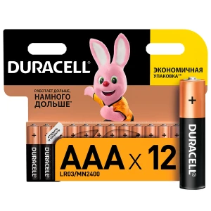 Батарейки лужні Duracell Basic ААА 1.5V LR03 12 шт (5000394109254b)