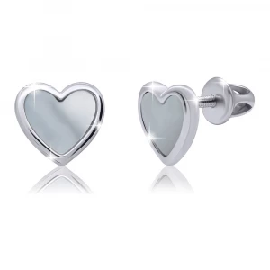 Сережки UMa&UMi Серце з перламутром біле (0010000016109)